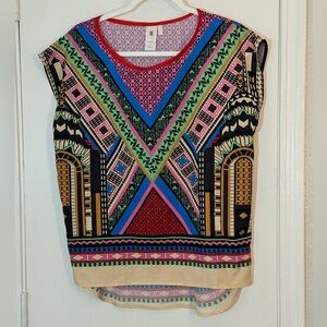 Anthropologie Needle & Thread Multicolor Geometric Blouse Size S